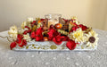 Cinnamon and apple-themed candleholder with upcycled green glass apple candy dish