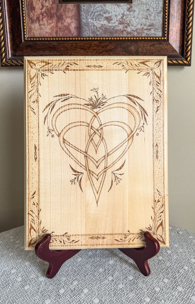 Celtic-inspired Mother’s Knot woodburned plaque