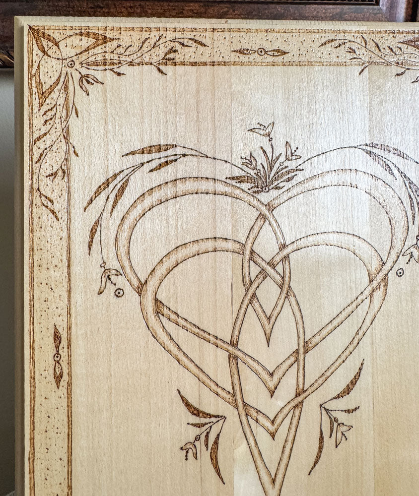 Celtic-inspired Mother’s Knot woodburned plaque