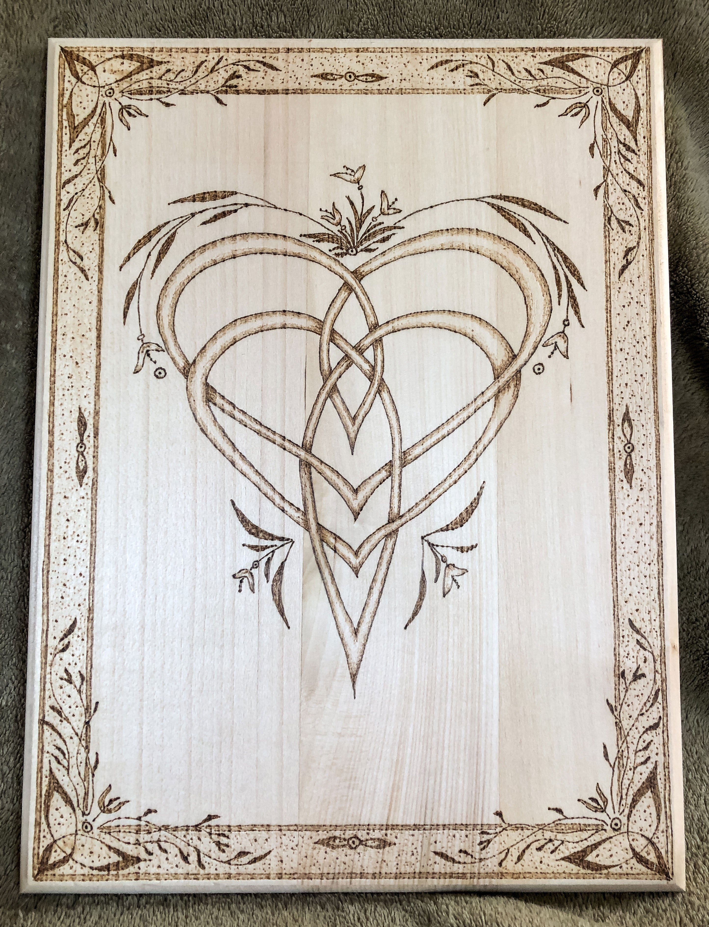 Celtic-inspired Mother’s Knot woodburned plaque