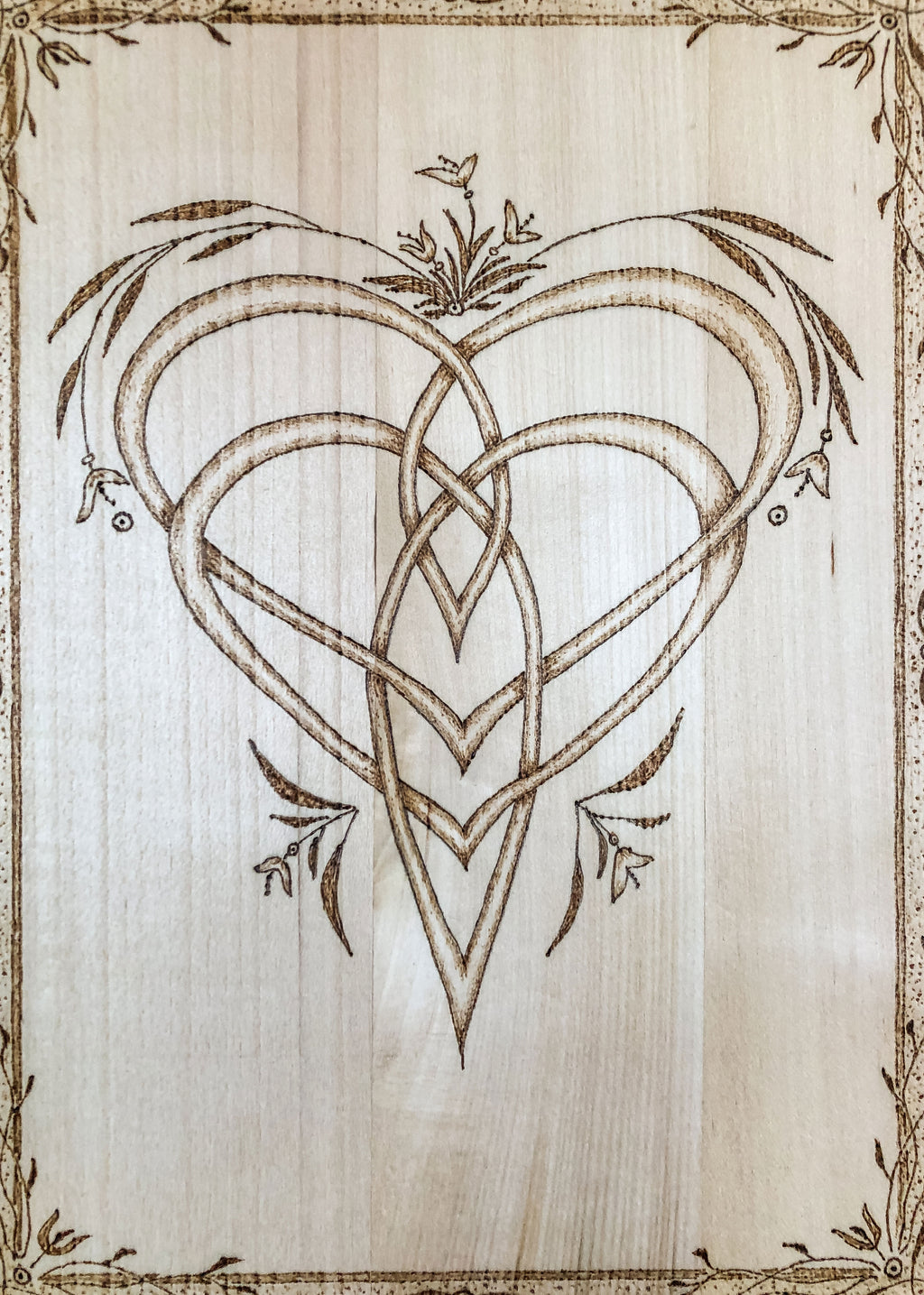 Celtic-inspired Mother’s Knot woodburned plaque