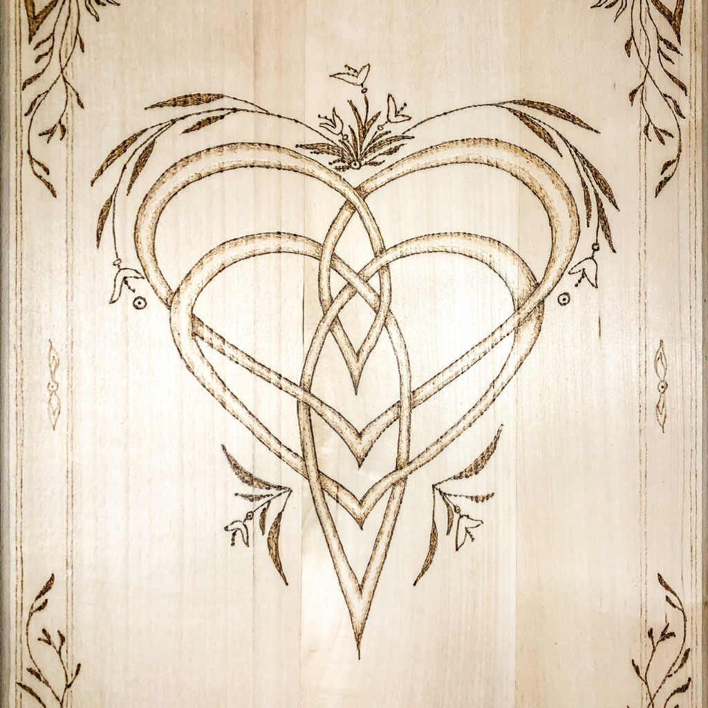 Celtic-inspired Mother’s Knot woodburned plaque