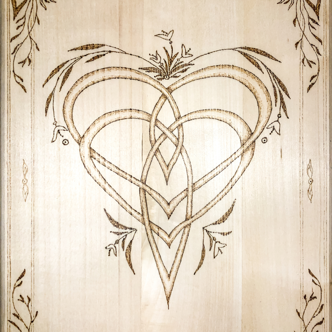 Celtic-inspired Mother’s Knot woodburned plaque