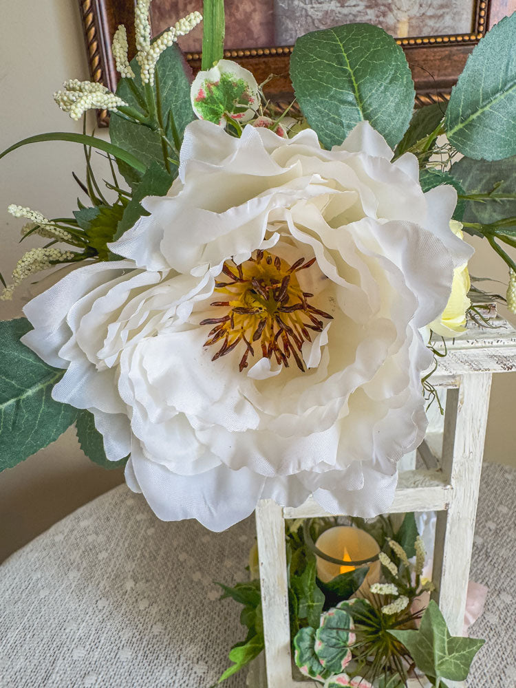 Summer florals wooden indoor lantern candleholder